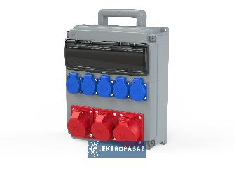 Rozdzielnica budowlana przenośna 2x16A 5P + 32A 5P + 5x2P+Z 230V okno 14 mod. IP54 Opole 909210001W PCE 1