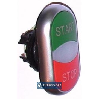 Przycisk podwójny START-STOP z podświetleniem i samopowrotem ramka przycisku stalowa M22-DDL-GR-GB1/GB0 216702 Eaton 1
